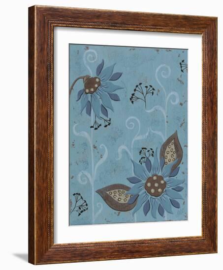 Whimsical Blue Floral I-Jade Reynolds-Framed Art Print