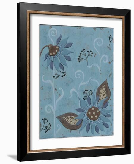 Whimsical Blue Floral I-Jade Reynolds-Framed Art Print