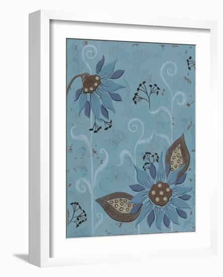 Whimsical Blue Floral I-Jade Reynolds-Framed Art Print