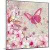 Whimsical Butterfly Pink Flowers-Megan Aroon Duncanson-Mounted Art Print
