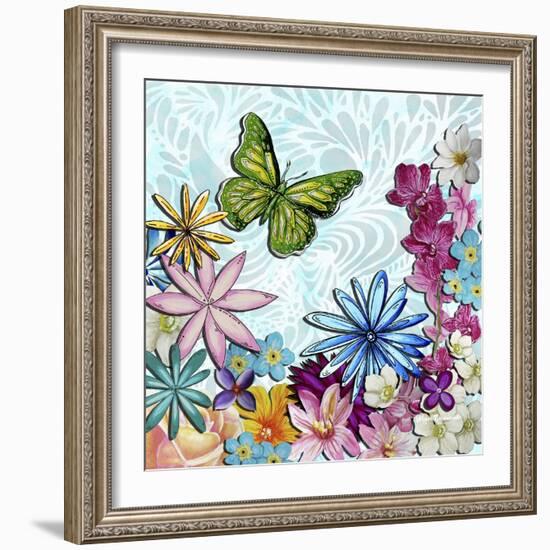 Whimsical Floral Collage 3-2-Megan Aroon Duncanson-Framed Giclee Print