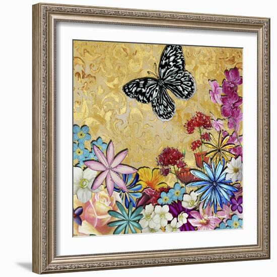 Whimsical Floral Collage 4-2-Megan Aroon Duncanson-Framed Giclee Print