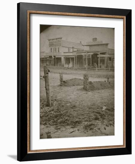 Whimsical Tombstones On Main Street-B.F. Bickel-Framed Art Print