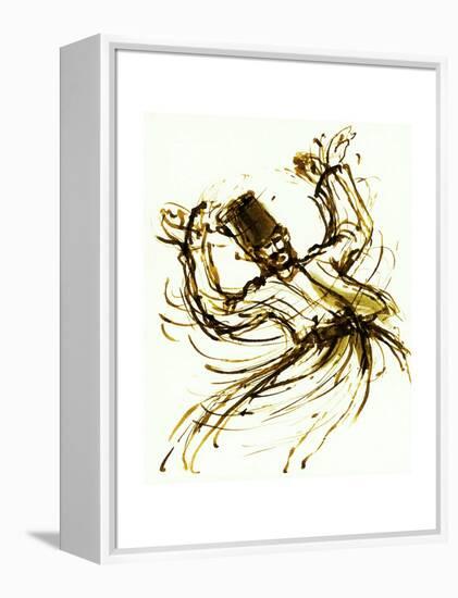 Whirling Dervish, Turkey, 2005, ink drawing-John Newcomb-Framed Premier Image Canvas