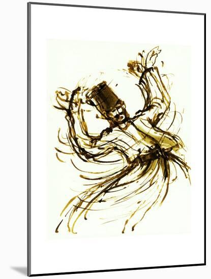 Whirling Dervish, Turkey, 2005, ink drawing-John Newcomb-Mounted Giclee Print