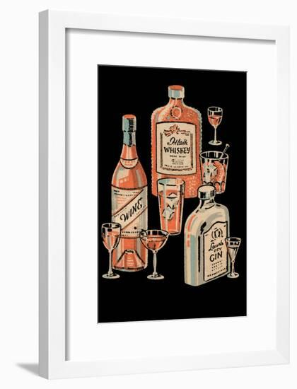 Whiskey, Wine & Gin-null-Framed Art Print