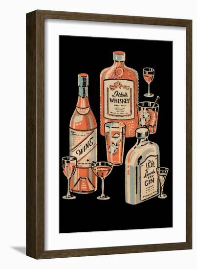 Whiskey, Wine & Gin-null-Framed Art Print