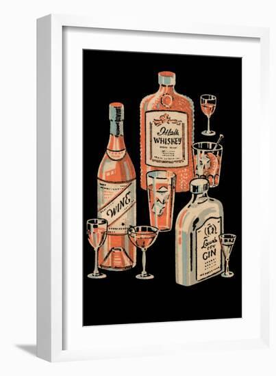 Whiskey, Wine & Gin-null-Framed Art Print