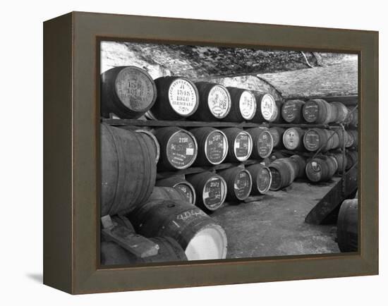 Whisky in Barrels at a Bonded Warehouse, Sheffield, South Yorkshire, 1960-Michael Walters-Framed Premier Image Canvas