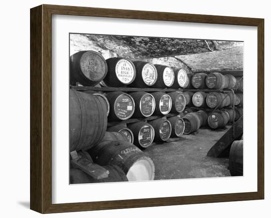 Whisky in Barrels at a Bonded Warehouse, Sheffield, South Yorkshire, 1960-Michael Walters-Framed Photographic Print