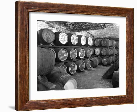 Whisky in Barrels at a Bonded Warehouse, Sheffield, South Yorkshire, 1960-Michael Walters-Framed Photographic Print