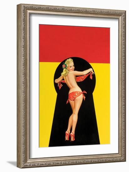 Whisper Magazine; "Keyhole Pinup with Bandana"-Peter Driben-Framed Art Print