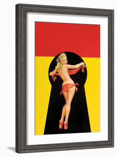 Whisper Magazine; "Keyhole Pinup with Bandana"-Peter Driben-Framed Art Print