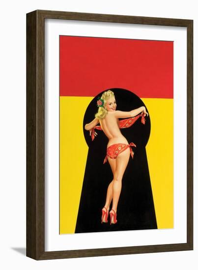 Whisper Magazine; "Keyhole Pinup with Bandana"-Peter Driben-Framed Art Print