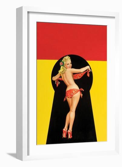 Whisper Magazine; "Keyhole Pinup with Bandana"-Peter Driben-Framed Art Print