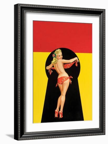 Whisper Magazine; "Keyhole Pinup with Bandana"-Peter Driben-Framed Art Print