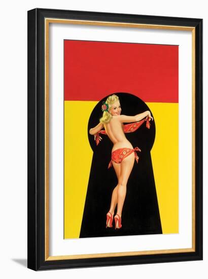 Whisper Magazine; "Keyhole Pinup with Bandana"-Peter Driben-Framed Art Print