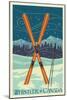 Whistler, Canada - Crossed Skis - Letterpress-Lantern Press-Mounted Art Print