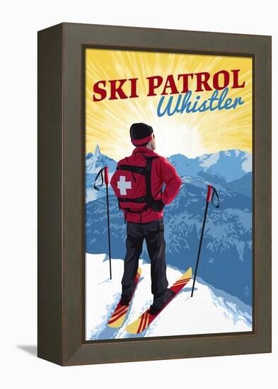 Whistler, Canada - Vintage Ski Patrol-Lantern Press-Framed Stretched Canvas