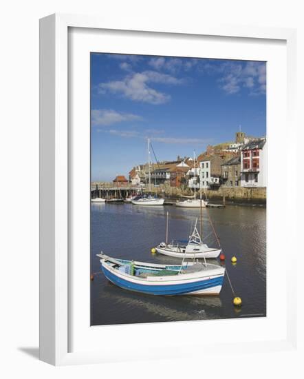 Whitby Church and Fishing Boats in the Harbour, Whitby, North Yorkshire, Yorkshire, England, UK-Neale Clarke-Framed Photographic Print