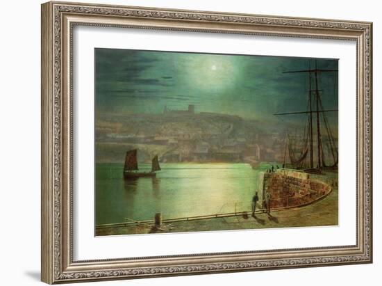 Whitby Harbour by Moonlight, 1870-John Atkinson Grimshaw-Framed Giclee Print