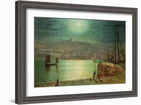 Whitby Harbour by Moonlight, 1870-John Atkinson Grimshaw-Framed Giclee Print