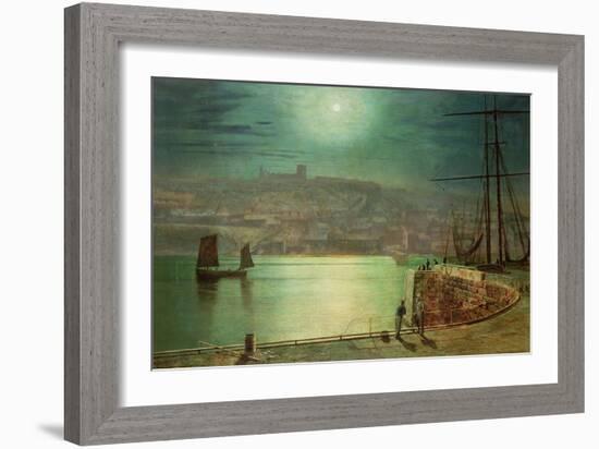 Whitby Harbour by Moonlight, 1870-John Atkinson Grimshaw-Framed Giclee Print