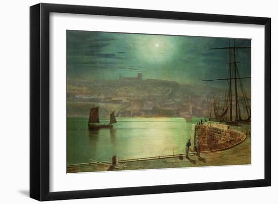 Whitby Harbour by Moonlight, 1870-John Atkinson Grimshaw-Framed Giclee Print