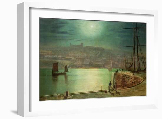 Whitby Harbour by Moonlight, 1870-John Atkinson Grimshaw-Framed Giclee Print