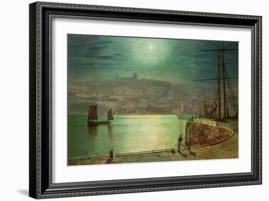 Whitby Harbour by Moonlight, 1870-John Atkinson Grimshaw-Framed Giclee Print