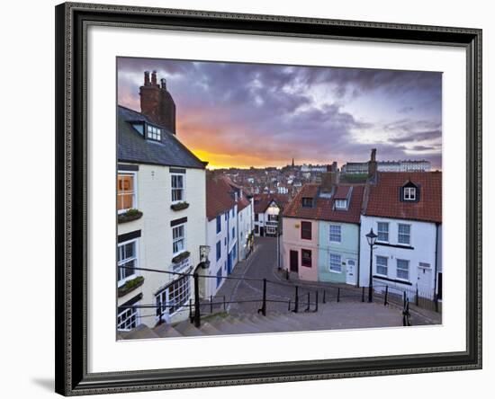 Whitby Town Houses at Sunset from the Abbey Steps, Whitby, North Yorkshire, Yorkshire, England, Uni-Neale Clark-Framed Photographic Print