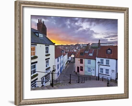 Whitby Town Houses at Sunset from the Abbey Steps, Whitby, North Yorkshire, Yorkshire, England, Uni-Neale Clark-Framed Photographic Print