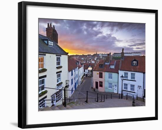 Whitby Town Houses at Sunset from the Abbey Steps, Whitby, North Yorkshire, Yorkshire, England, Uni-Neale Clark-Framed Photographic Print
