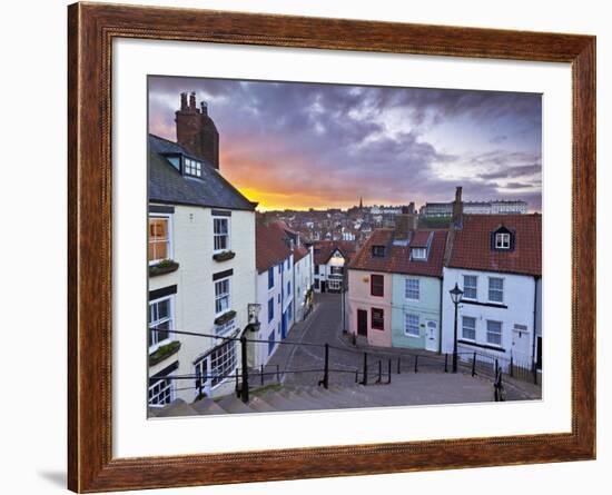 Whitby Town Houses at Sunset from the Abbey Steps, Whitby, North Yorkshire, Yorkshire, England, Uni-Neale Clark-Framed Photographic Print