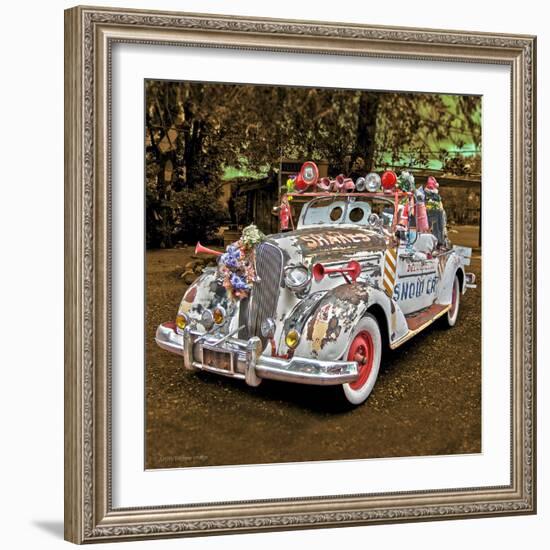 White 1950's Car with Adornments-Salvatore Elia-Framed Photographic Print