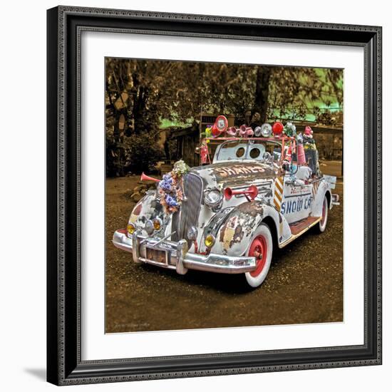 White 1950's Car with Adornments-Salvatore Elia-Framed Photographic Print