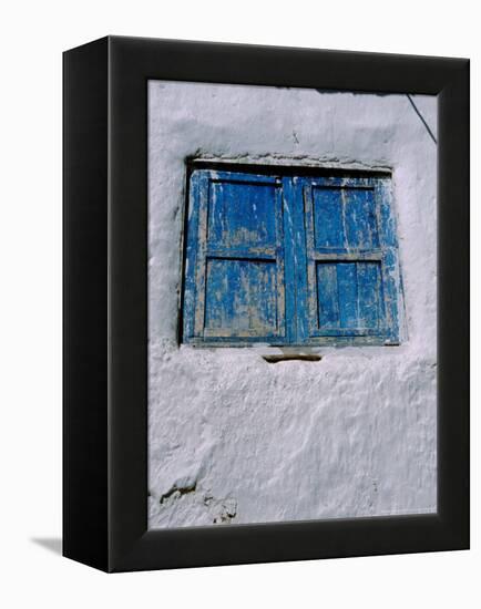 White Adobe Wall, Windows Painted Blue, Cuzco, Peru-Cindy Miller Hopkins-Framed Premier Image Canvas