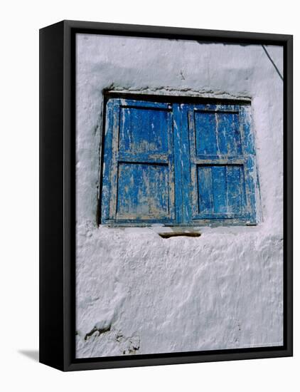 White Adobe Wall, Windows Painted Blue, Cuzco, Peru-Cindy Miller Hopkins-Framed Premier Image Canvas