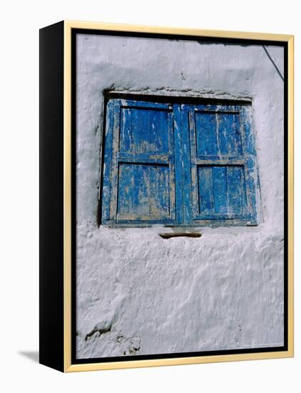 White Adobe Wall, Windows Painted Blue, Cuzco, Peru-Cindy Miller Hopkins-Framed Premier Image Canvas