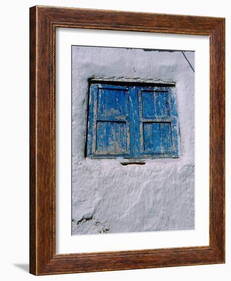 White Adobe Wall, Windows Painted Blue, Cuzco, Peru-Cindy Miller Hopkins-Framed Photographic Print