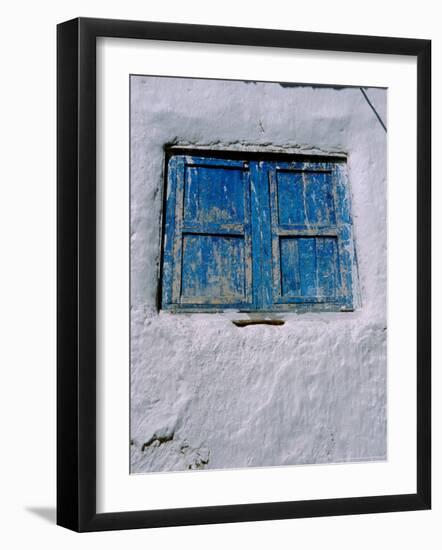 White Adobe Wall, Windows Painted Blue, Cuzco, Peru-Cindy Miller Hopkins-Framed Photographic Print