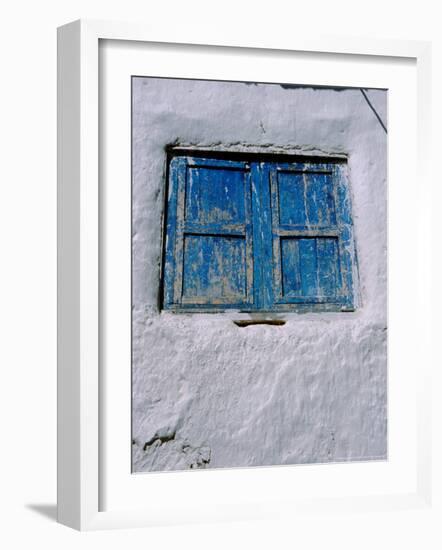 White Adobe Wall, Windows Painted Blue, Cuzco, Peru-Cindy Miller Hopkins-Framed Photographic Print