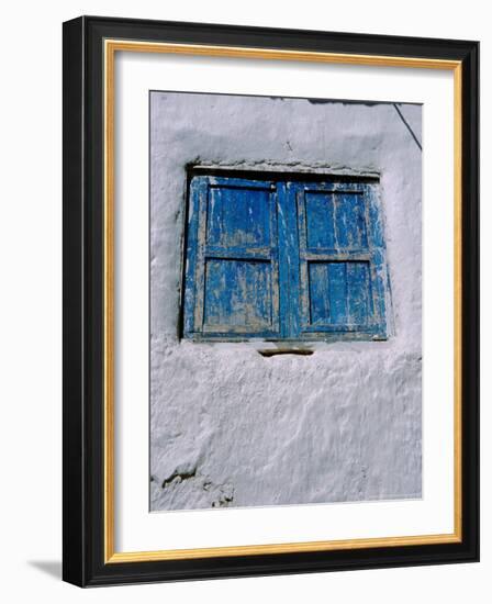 White Adobe Wall, Windows Painted Blue, Cuzco, Peru-Cindy Miller Hopkins-Framed Photographic Print