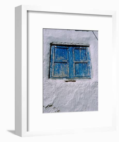 White Adobe Wall, Windows Painted Blue, Cuzco, Peru-Cindy Miller Hopkins-Framed Photographic Print