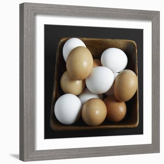 White and Brown Eggs in Basket-John Wilkes-Framed Photographic Print