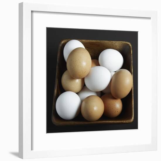 White and Brown Eggs in Basket-John Wilkes-Framed Photographic Print