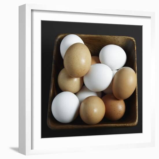 White and Brown Eggs in Basket-John Wilkes-Framed Photographic Print