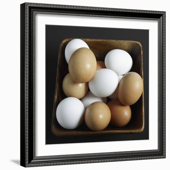 White and Brown Eggs in Basket-John Wilkes-Framed Photographic Print