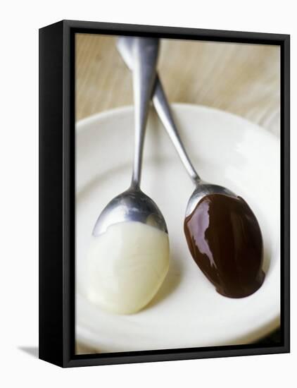 White and Dark Couverture on Spoons-Debi Treloar-Framed Premier Image Canvas