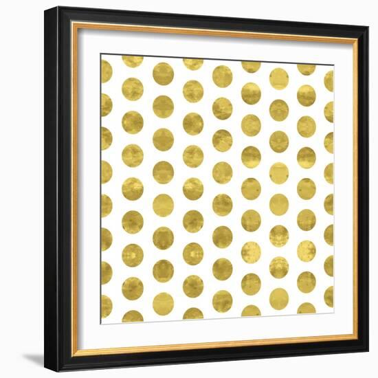 White and Gold Pattern. Abstract Geometric Modern Polka Dot Background. Vector Illustration.Shiny B-Lami Ka-Framed Art Print